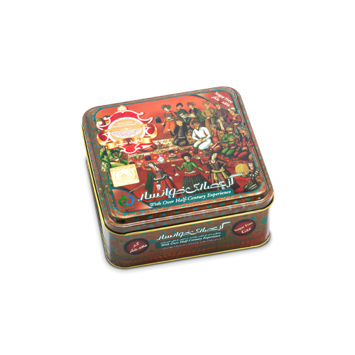 گز آردی فاقد شکر 100 درصد انگبین و 40 درصد مغز پسته عصاری 18 گل بسته بندی حلب