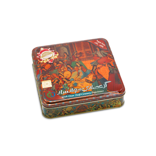 گز لقمه فاقد شکر 100 درصد انگبین و 40 درصد مغز پسته عصاری 450 گرم بسته بندی حلب